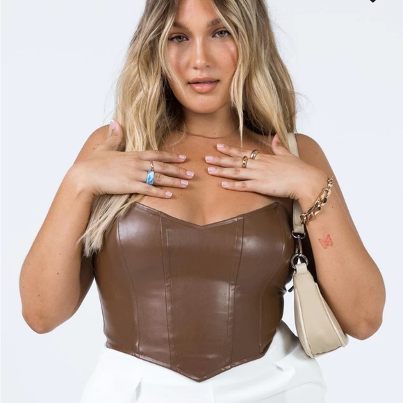 Princess Polly PU Bustier in Brown, Sz 10, Vegan Leather - Picture 2 of 8